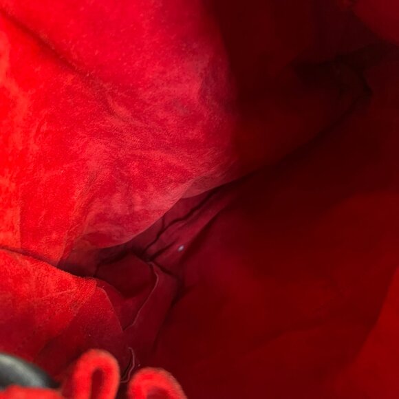 VINTAGE SUEDE RED BACKPACK WITH LEATHER BLACK TRIM main image 4